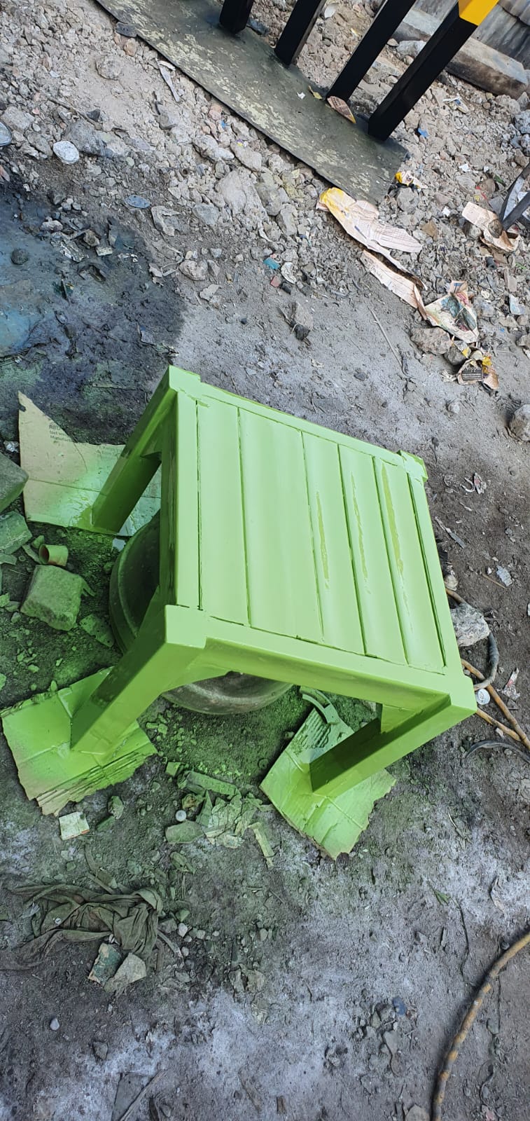 Green recycled plastic stool